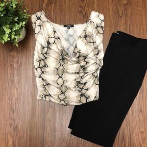 Fitted Ruched Snake Print Top